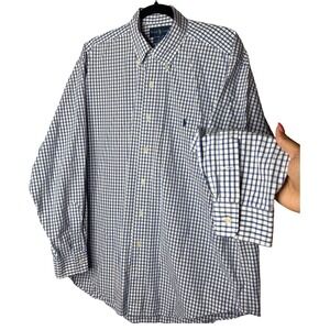 Ralph Lauren Blake Mens Large Blue White‎ Gingham Check Cotton Button Down Shirt